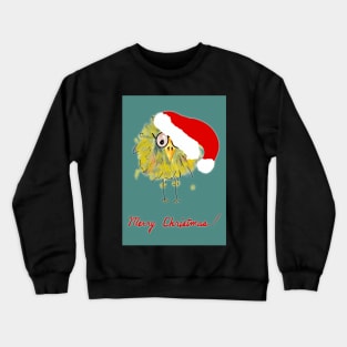 Funny Bird with Santa Hat Christmas Card! Crewneck Sweatshirt